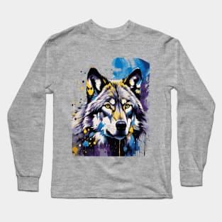 Ink Splatter Wolf Long Sleeve T-Shirt